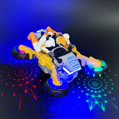 Kids' Electric Stunt Deformation Motorcycle Toy Plastic Shake-Rotating Light with Music Toy Robot for