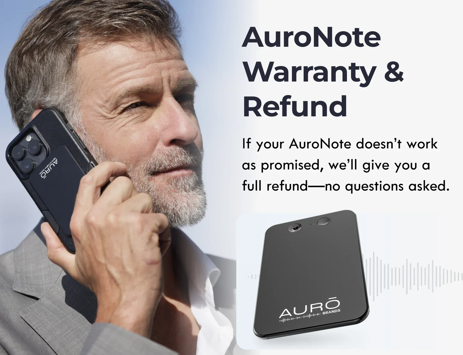 A portable, wireless, high-capacity voice-to-text AI recording device worn around the neck in the office.
