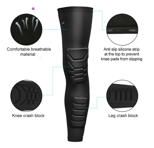 Knee & Leg Compression Sleeve Set - Padded Thigh Support for Basketball, Volleyball, Football