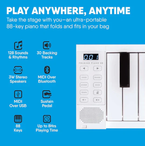 Pro Travel Piano - Full 88 Keys, Ultra-Portable
