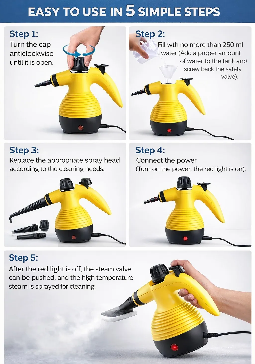 9-in-1 High Pressure Steam Cleaner | Chemical-Free Deep Cleaning for Home, Kitchen & Car