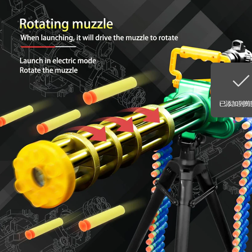 Toy gun EVA soft bullet Gatling heavy machine gun 24 rounds of ammunition belt built-in rechargeable