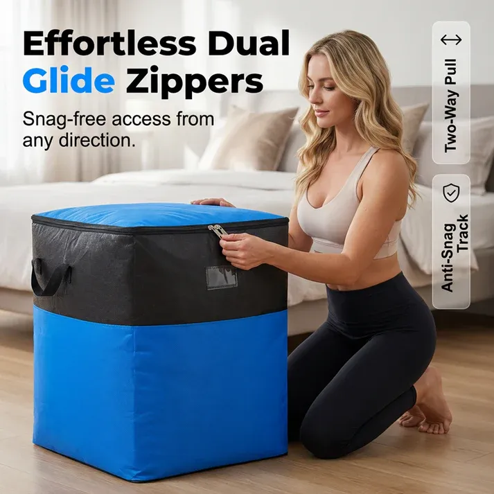 Collapsible Storage and Moving Bag – Heavy-duty handles & zippered closure – Folds flat, perfect for moving, travel or closet organization – reusable & easy to clean 🏠（2PCS）