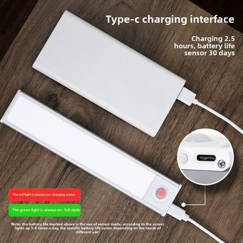 Ultra-Thin Rechargeable Smart LED Strip Self-Adhesive ABS Material Long-Lasting Human Body Sensor Lamp for Wardrobe Wine Cabinet