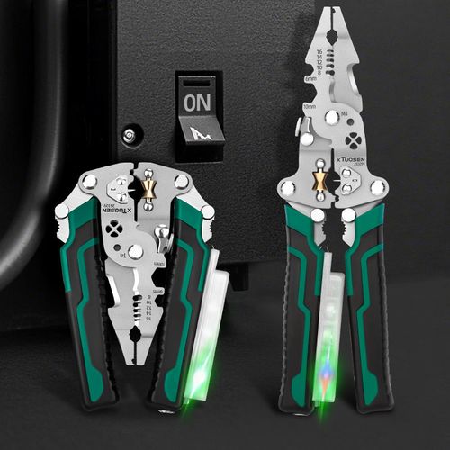 16 in 1 Wire Stripper Twister for Cutting and Pulling Wires,Cable Scissors,Voltage Tester Pliers, 12V to 250V Live,Null,Hot Wire Judgment AC DC, Audible and Flashing LED Alarms