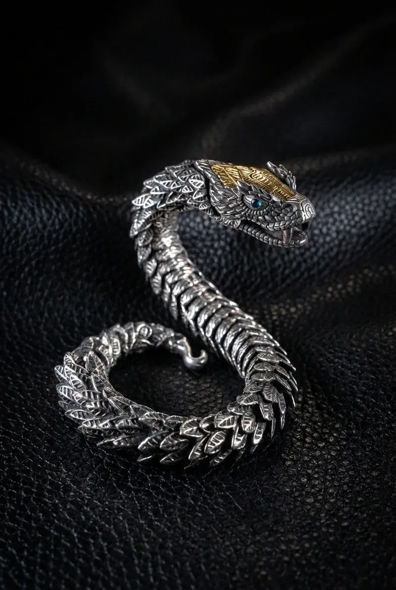 JÖRMUNGANDR - The World Serpent Bracelet | Handcrafted Stainless Steel Viking Jewelry