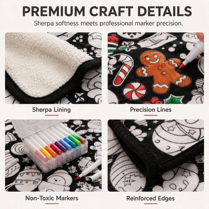 🎨Family DIY Coloring Blanket for All Ages🎁Perfect Gift For Family & Friends