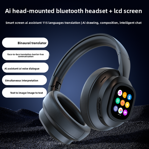 HYUNDAI X1 Pro Wireless Bluetooth Headphones - Black, LCD Touch Screen
