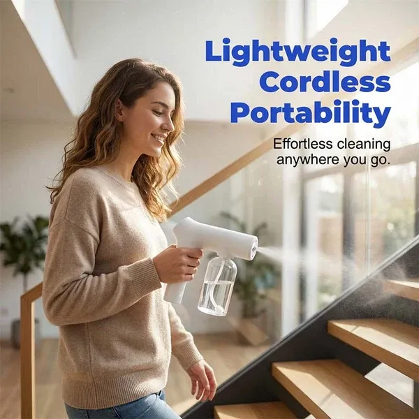 🚫 Cordless Nano Atomizer – Touchless Disinfecting, Blue Light – For Home, Office & Car 🏠