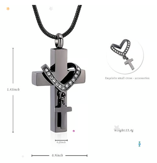 CROSS PENDANT FOR ASHES HOLY WATER