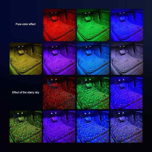 LED Car Atmosphere Light RGB Roof Star Lamp With Remote Wireless USB Multiple Modes Auto Interior Decorative Ambient Party Light