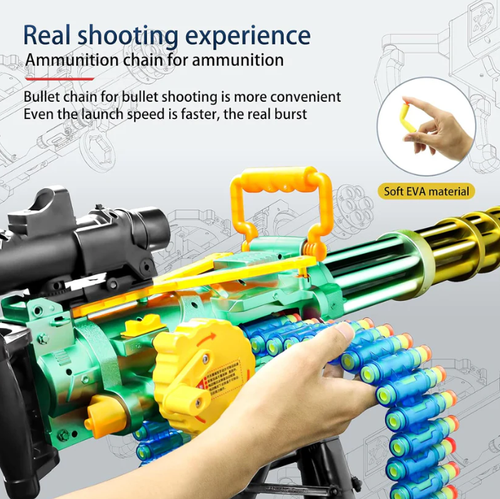 Toy gun EVA soft bullet Gatling heavy machine gun 24 rounds of ammunition belt built-in rechargeable