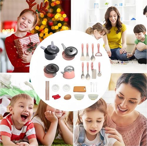 81pcs👶Children's pretend kitchen utensils set for cutting vegetables, cooking and preparing rice, small kitchen toys