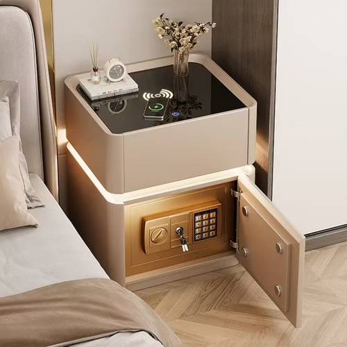 Smart bedside table with integrated safe