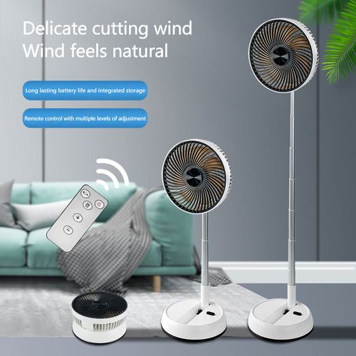 Portable Oscillating Standing Ventilation Fan Remote Control Foldable Design Rechargeable USB Battery Box Packaging Desk Fan for