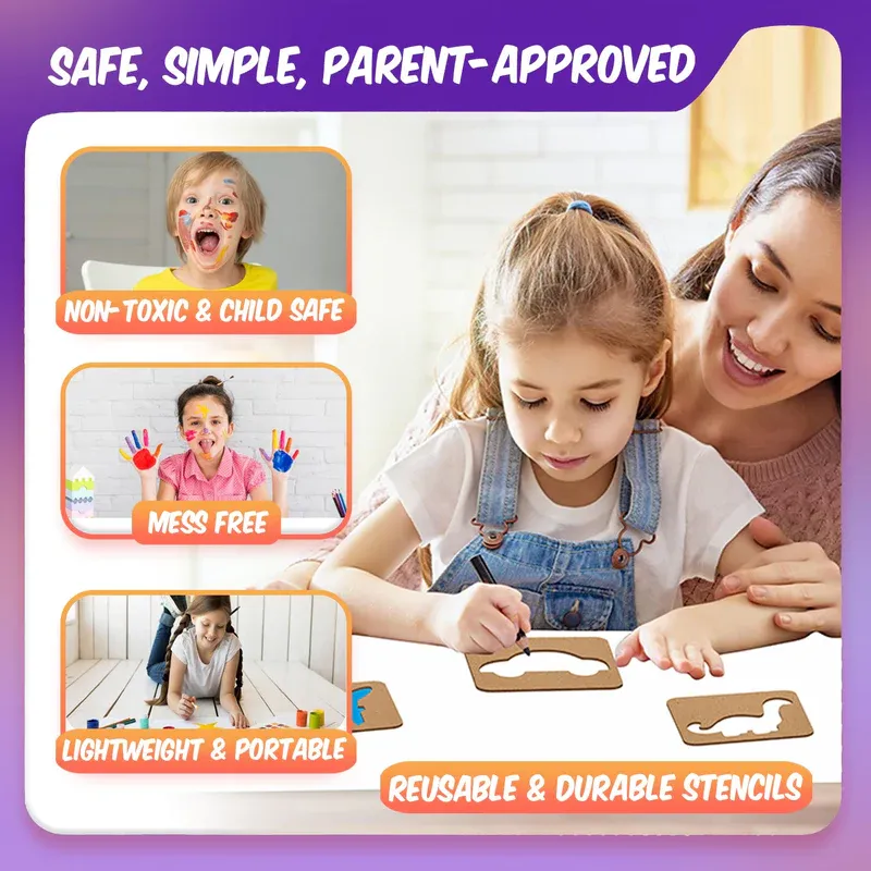 Little Artist Kit - 32Stencil - Wooden Painting Puzzle