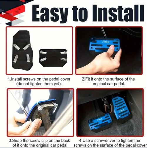 2pcs Car Pedal Pads Car Brake Pedal Pad Automatic Transmission Pedal Covers Replacement Kit Non-Slip Foot Pedal Covers Set Alloy Brake Gas Clutch Pedal Kits for Car SUV ATV