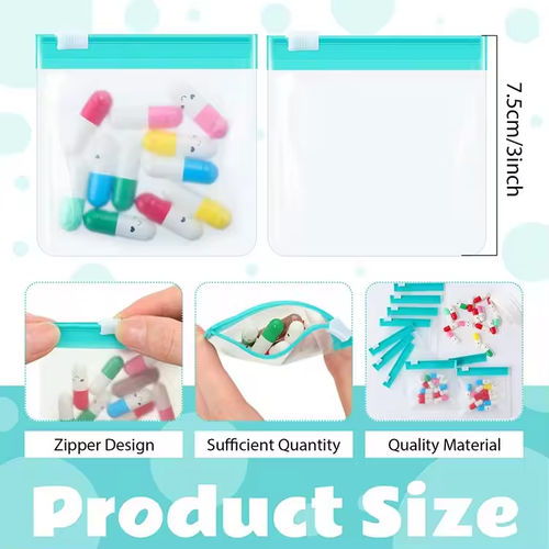 28 Pcs Set Transparent EVA Medicine Organizer Self Sealing Pill Bag Travel Mini Reusable Pill Pouch Zip Lock Bags for Pills