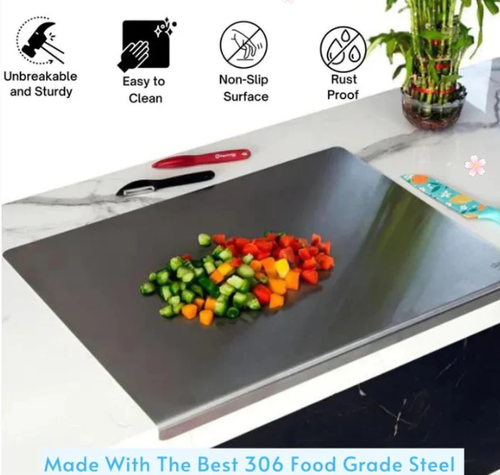 ✨ Stainless Steel Countertop Chopping Board – Hygienic, Knife-Friendly & Easy-Clean Surface 🍽️(40×50cm)