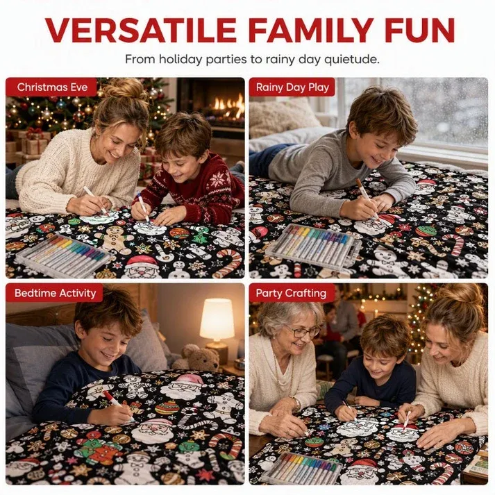 🎨Family DIY Coloring Blanket for All Ages🎁Perfect Gift For Family & Friends