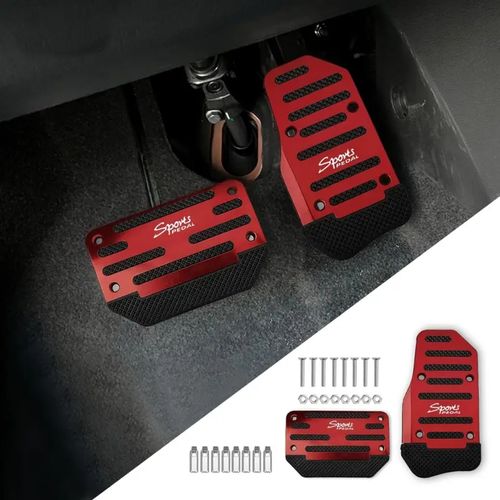 2pcs Car Pedal Pads Car Brake Pedal Pad Automatic Transmission Pedal Covers Replacement Kit Non-Slip Foot Pedal Covers Set Alloy Brake Gas Clutch Pedal Kits for Car SUV ATV