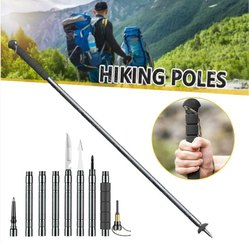Durable trekking poles with concealed gear