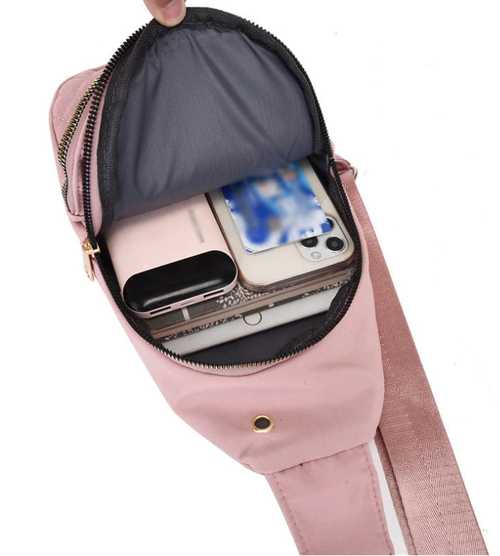 Multi-Pocket Lightweight Metal Zipper Chest Bag with Data Cable Hole