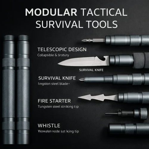 Tactical Trekking Staff — Detachable Survival System