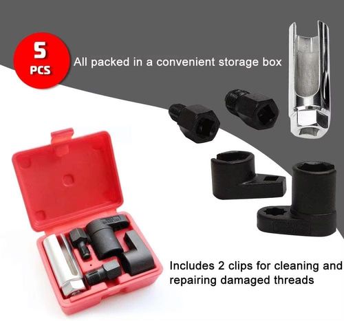 ⏳ Automotive O₂ Sensor Offset Socket & Thread Chaser 5-Piece Set – CR-V Steel, Side Cutout Design & Universal Fit for Fast, Safe Repairs! 🔧🚗