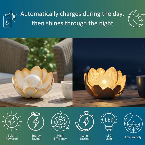 Solar-powered lotus-shaped decorative lights for courtyards