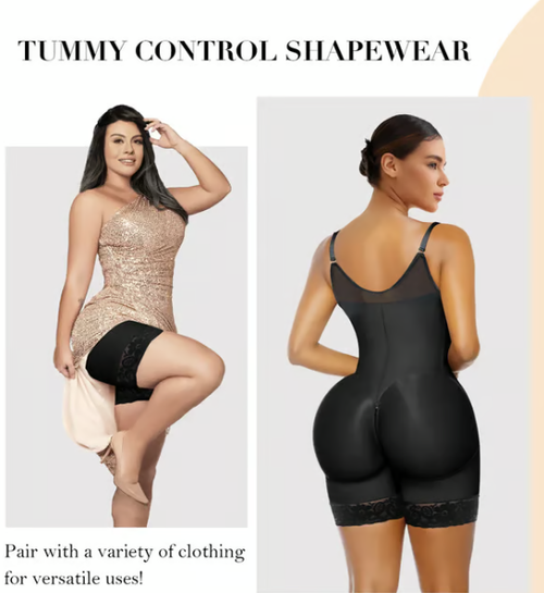 Shapewear, one-piece bodysuit with zipper, tight crotch, tummy control, butt lifting, body shaping, slimming and shaping