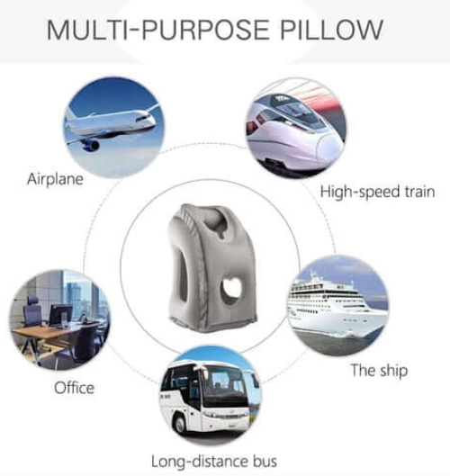 ✈️ LIMITED-TIME 50% OFF! 💨 Inflatable Travel Pillow | 360° Support – Soft Flocking, Quick Inflate, Compact