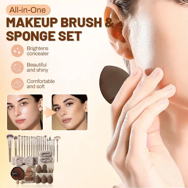 💗All-in-One Makeup Brush & Sponge Set