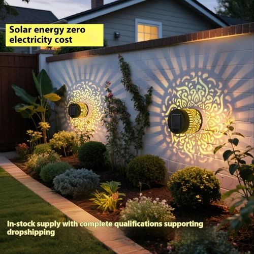 Stainless Steel LED Outdoor Garden Solar Wall Lamp Sunflower Design with Led Light for Landscape Lighting（2PCS）