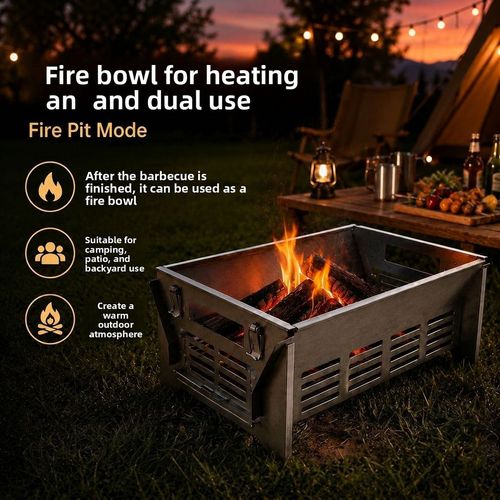 304 Stainless Steel Detachable Flip-Up Home Charcoal Grill