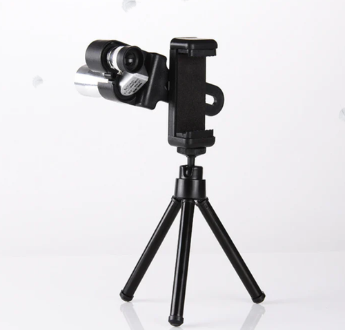 Corner binoculars (black metal model) + phone clip + tripod