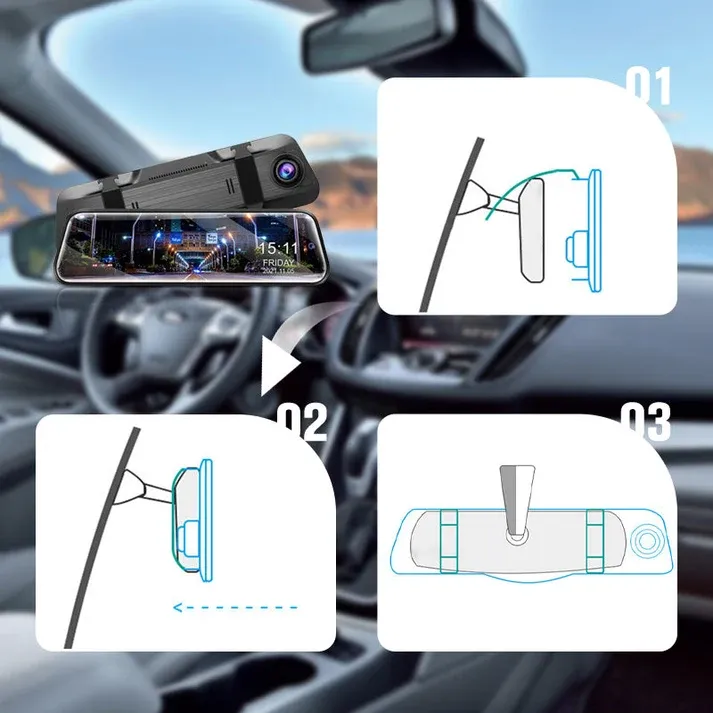 ✈️Touch Screen Rear View Mirror Dash Cam Smart Mirror