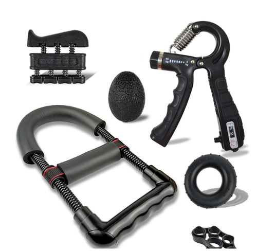 5 PCS Hand Grip Strengthener Set Strength Training Equipment Forearm Finger Exerciser, Finger Stretcher, Adjustable Hand Gripper, Exercise Ring & Grip Ball for Injury