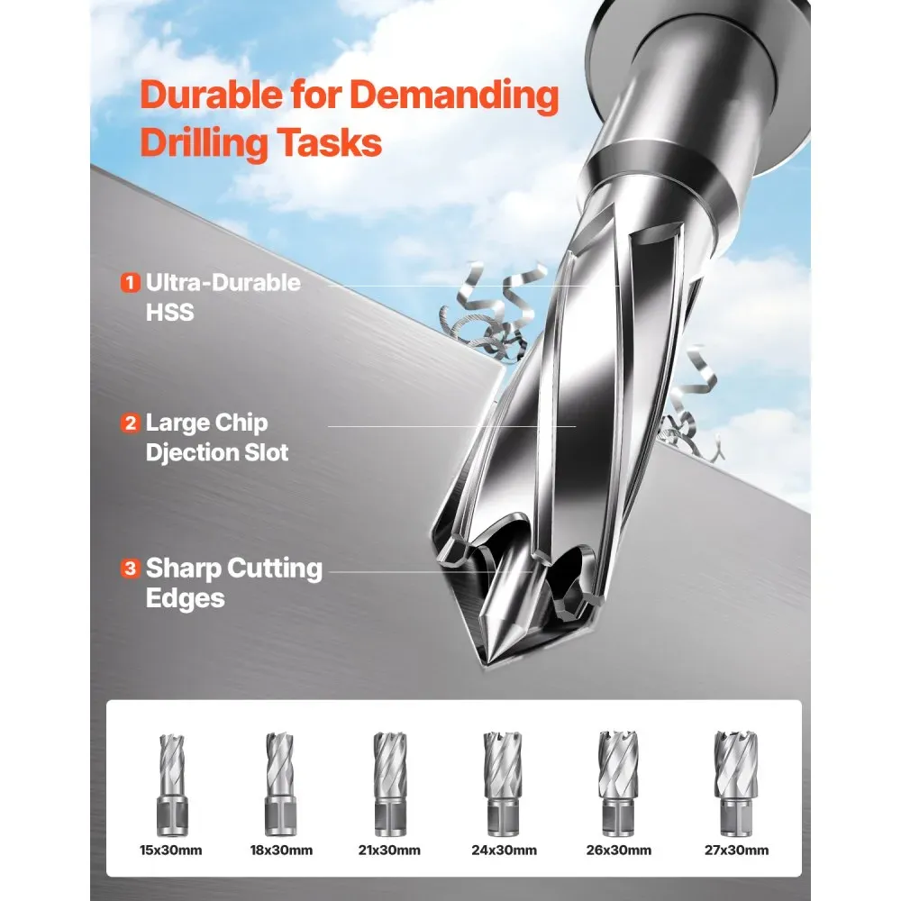 1450W Motor Magnetic Drill Portable Electric 1.6 Boring Diameter 2810 Lbf  11 Coring Bits 850 RPM Drill
