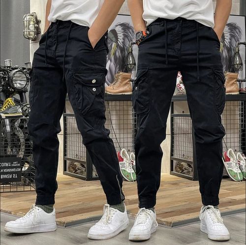 Men's Multi-Pockets Drawstring Elastic Waist Cargo Pants Regular