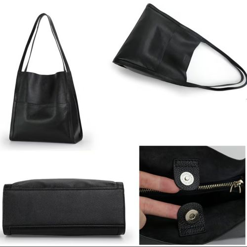 ⏰Solid color simple genuine leather shoulder bag（PU leather）