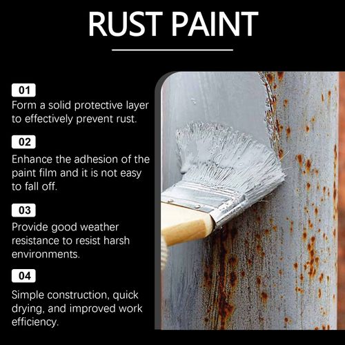 Gray Waterproof, UV-Resistant, Wear-Resistant Anti-Rust Paint with Brush（2 bottles）