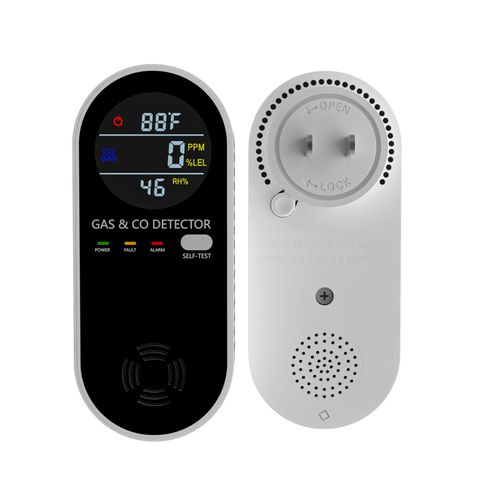 Gas Leak Detector & Carbon Monoxide Detectors Plug in (Temperature & Humidity Sensor) for Home, RV