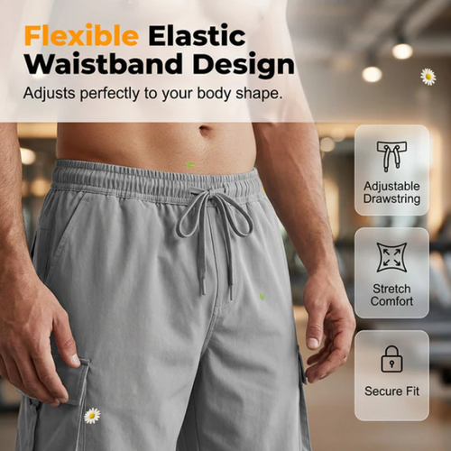 Men's Casual Cargo Shorts with Elastic Waist