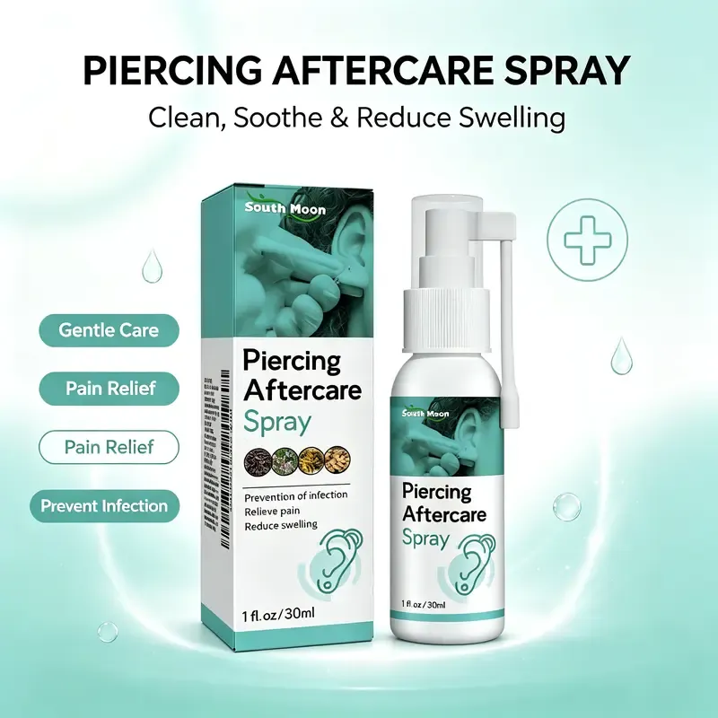 Piercing Aftercare Spray 30ml, Gentle Piercing Care Solution for Ear Nose Body Piercings, Help Relieve Pain Reduce Swelling Prevent Infection Piercing Cleaning Spray,the