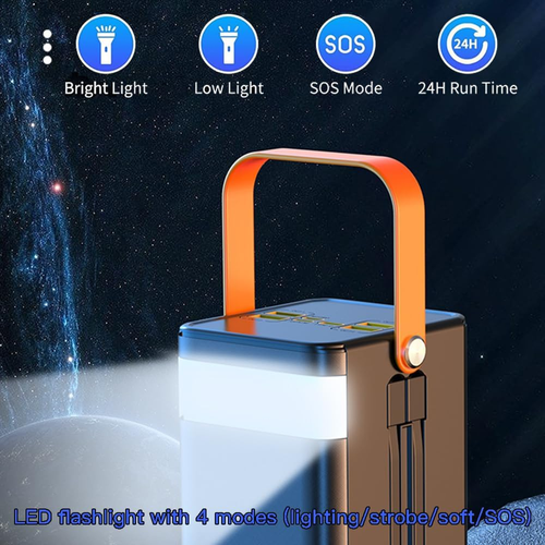 80000mAh Solar Power Bank - Built-in Cables Multi-Functional Portable Charger for Outdoor Live Streaming