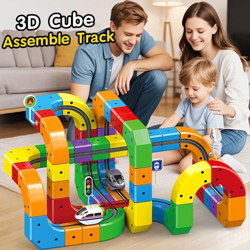 Hot Kids Diy Assembly Magic Track Car Baby Racing Runway Slot Wholesale Stem Educational Electronic Rail Train 3D Cube Toys Sets