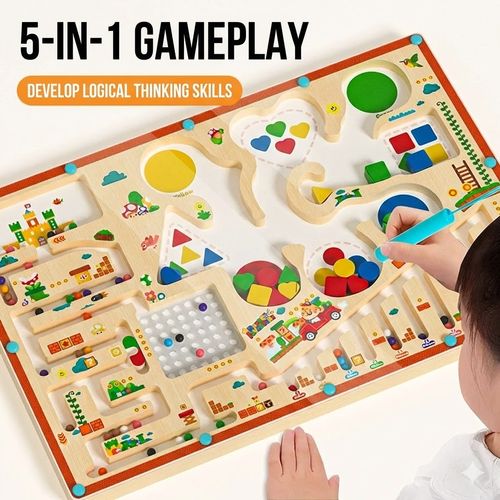 MUWANZI Wooden Activity Board for Kids - Montessori Busy Board to Boost Focus & Fine Motor Skills