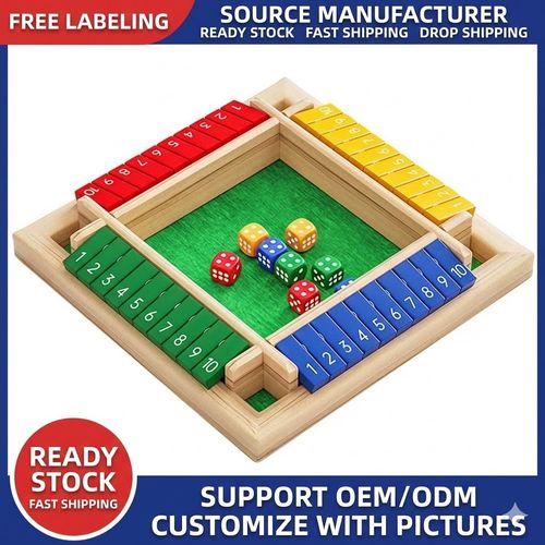 Classic 4-Player Shut The Box - Wooden Dice Game for Hours of Family & Friends Fun