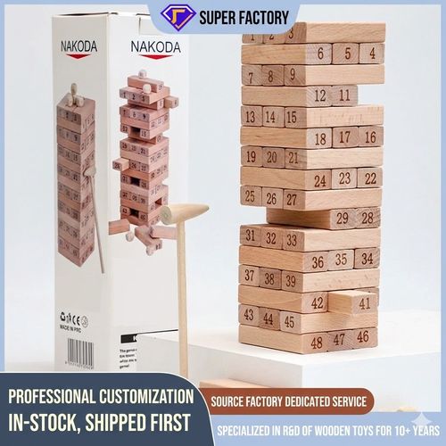 Wooden Numbered Tumbling Tower | Classic Stacking Block Game for Family & Party Fun